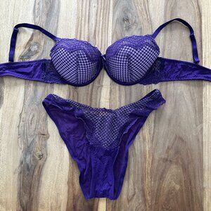 Dark Purple Push Up Bra + Panties Set